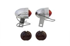 CHROME BULLET MARKER LIGHT SET WITH RED LENS